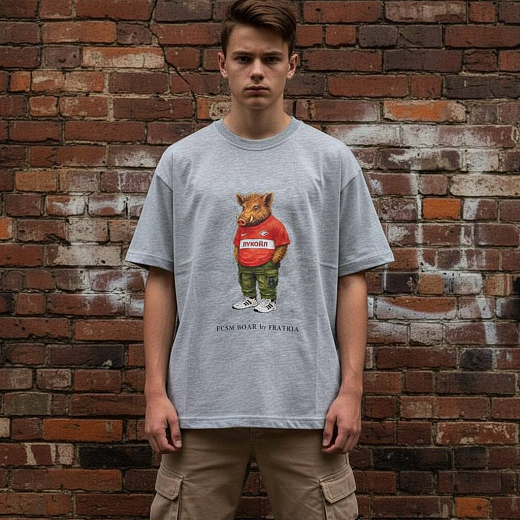 Футболка подростковая FCSM BOAR by FRATRIA серая оверсайз