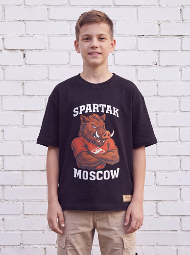 Футболка подростковая BOAR чёрная оверсайз